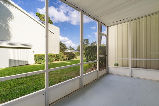 view of unfurnished sunroom