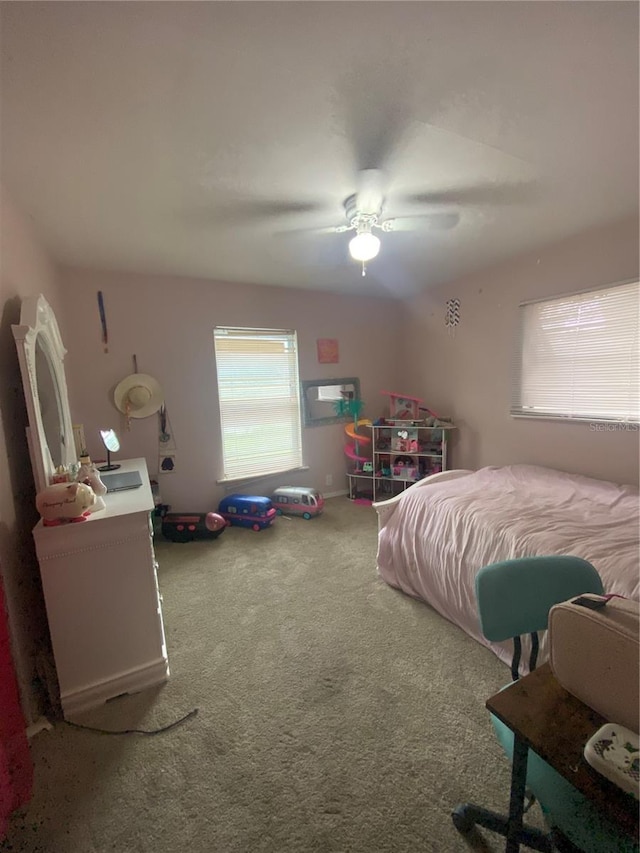 bedroom with carpet and ceiling fan