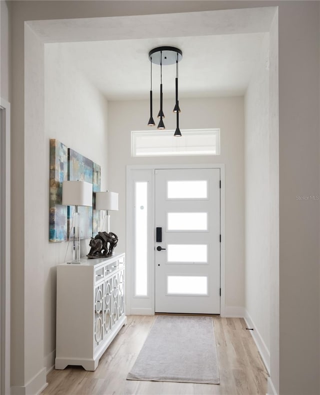 foyer entrance featuring light hardwood / wood-style floors and a wealth of natural light