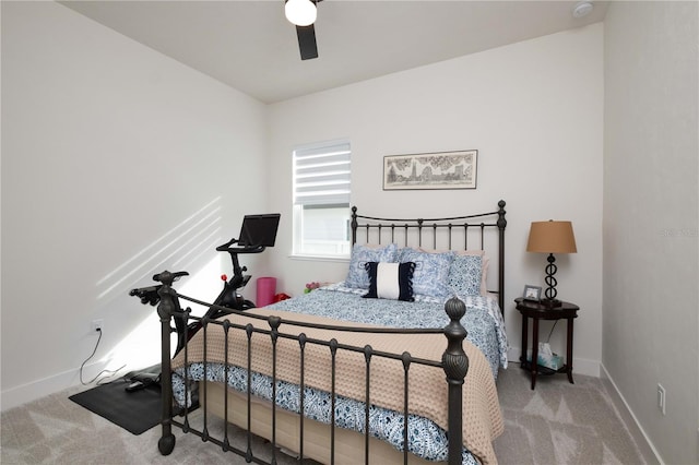 bedroom with carpet floors and ceiling fan