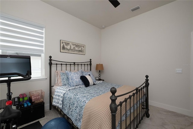 bedroom with carpet and ceiling fan