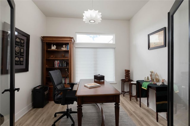 office featuring light hardwood / wood-style floors