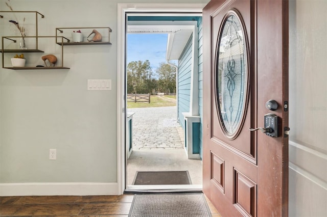 foyer featuring dark wood-type flooring