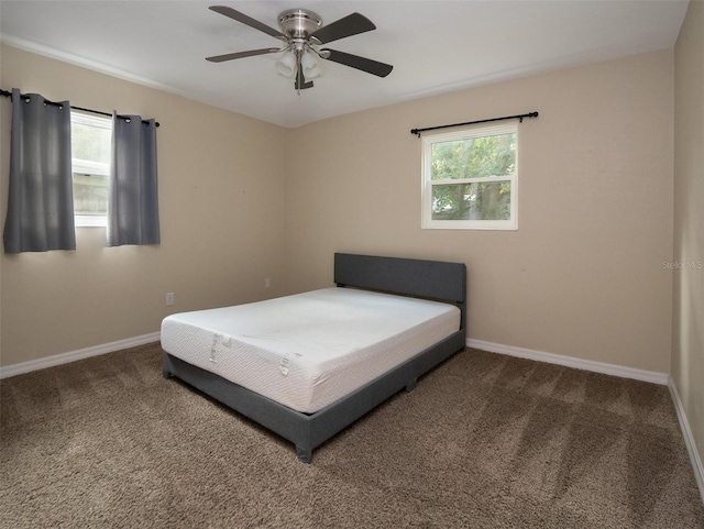 bedroom with carpet and ceiling fan