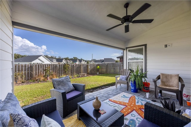 view of patio / terrace with ceiling fan