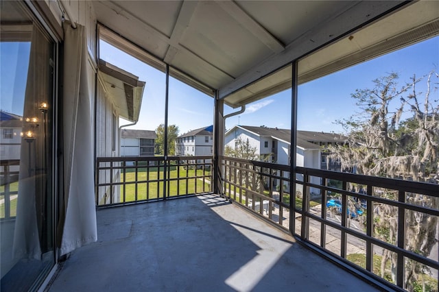 view of unfurnished sunroom