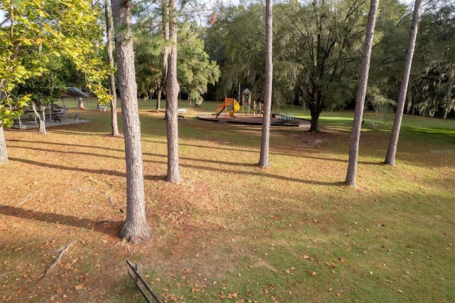 surrounding community with a playground and a lawn