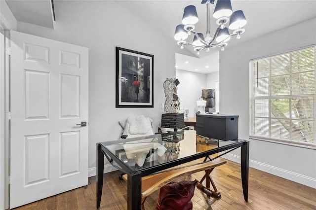 10000 SW 52nd Ave Unit 164, Gainesville, FL 32608 - office space with a chandelier, wood finished floors, and recessed lighting