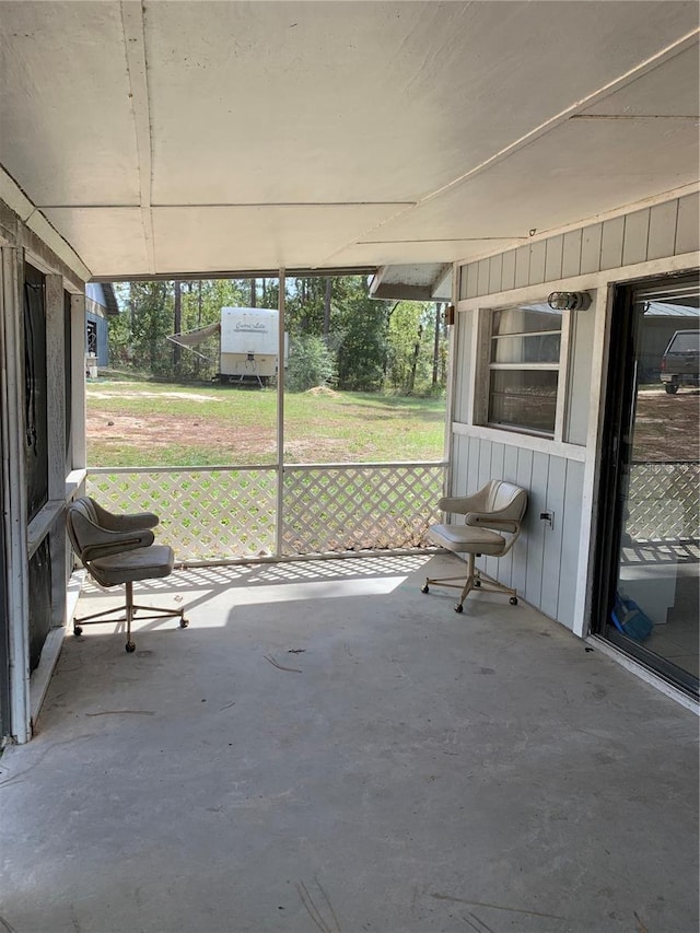 view of unfurnished sunroom