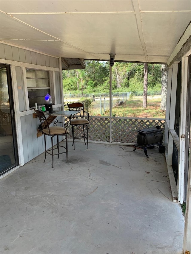 view of unfurnished sunroom