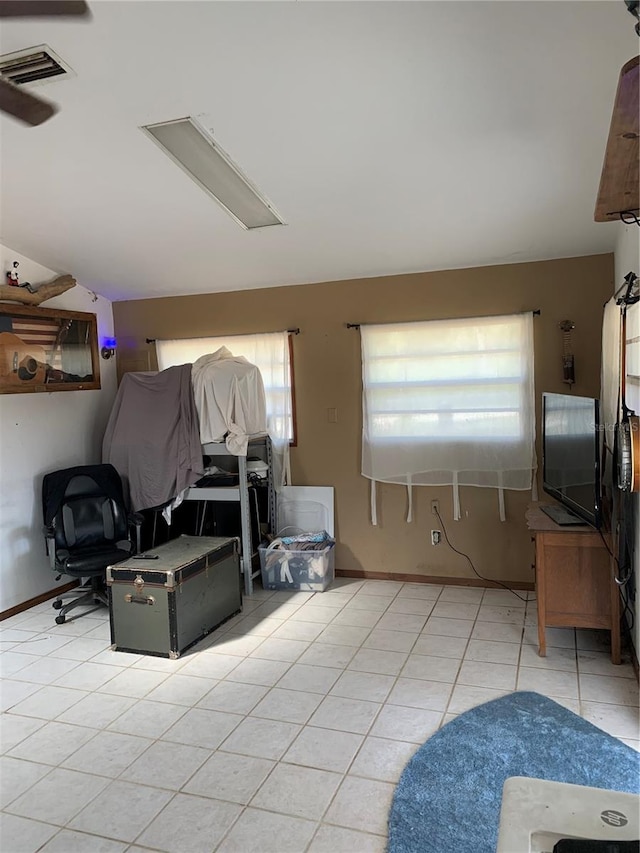 living room featuring light tile patterned floors