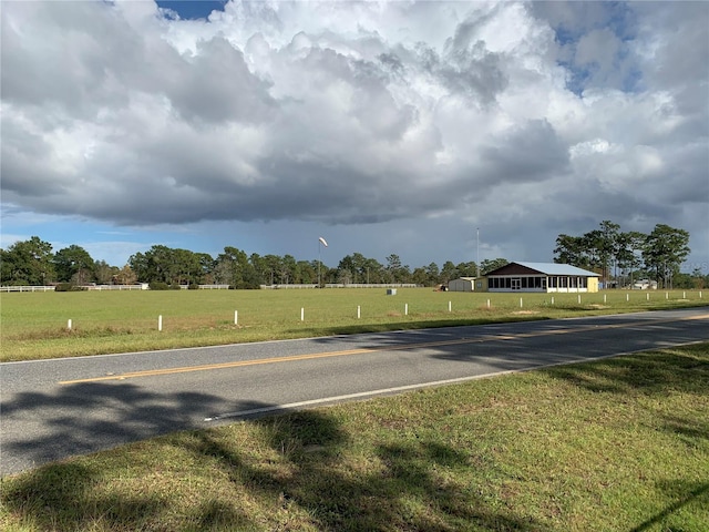 view of road featuring a rural view