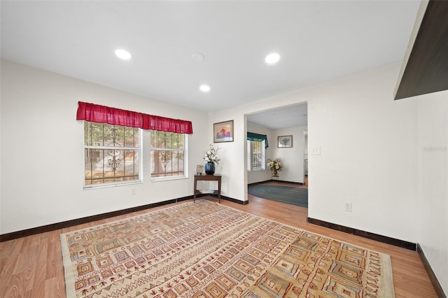 spare room featuring wood-type flooring