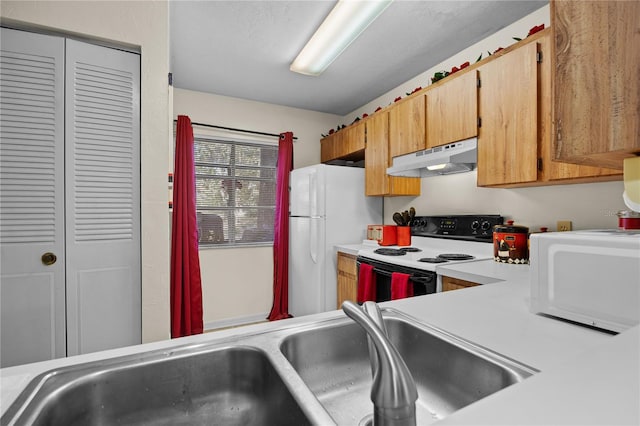 kitchen with white appliances and sink