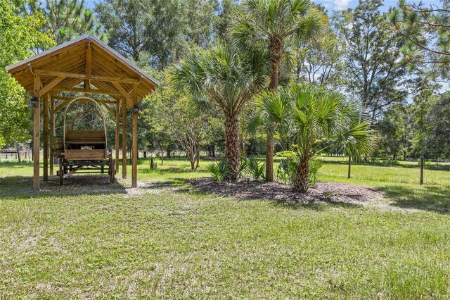 view of property's community with a lawn