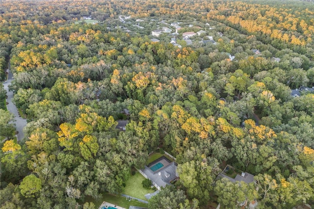 aerial view featuring a forest view