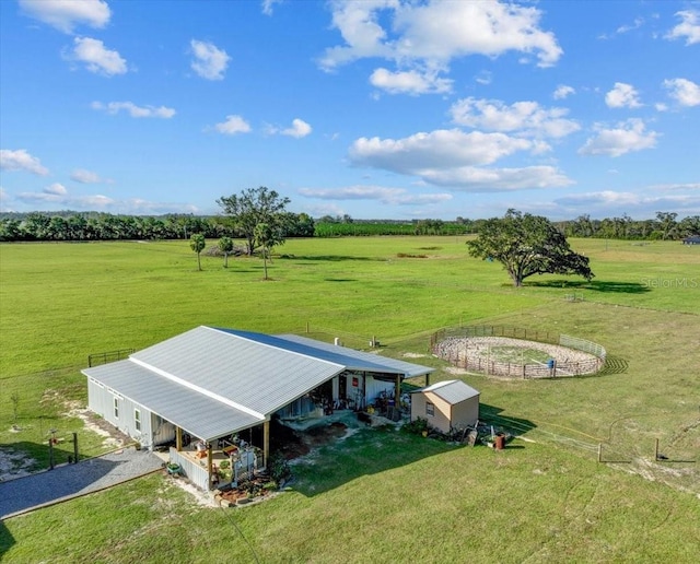 drone / aerial view with a rural view