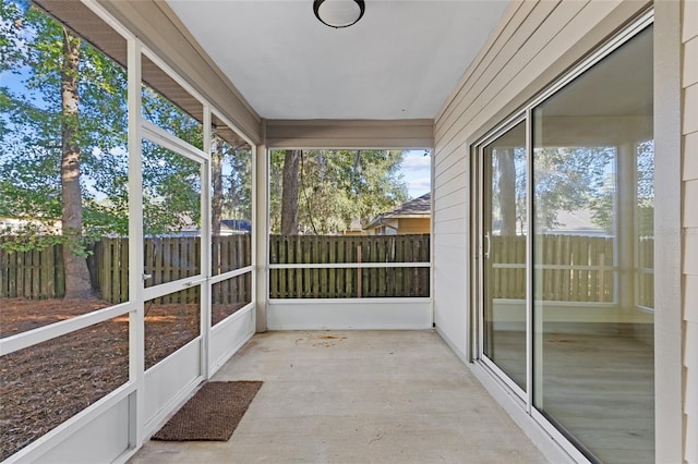 view of unfurnished sunroom