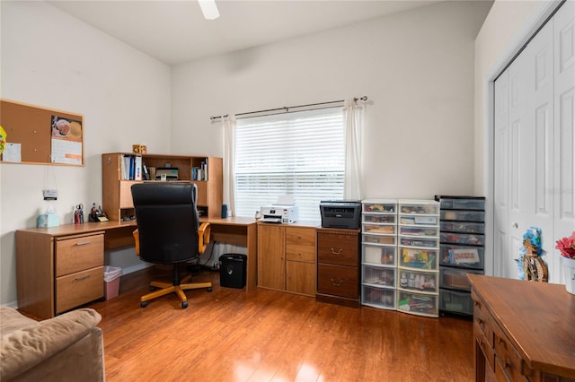 office space featuring light wood-type flooring