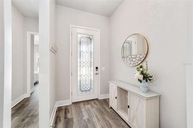 foyer entrance featuring hardwood / wood-style floors