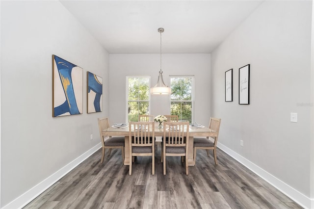 dining area featuring dark hardwood / wood-style floors