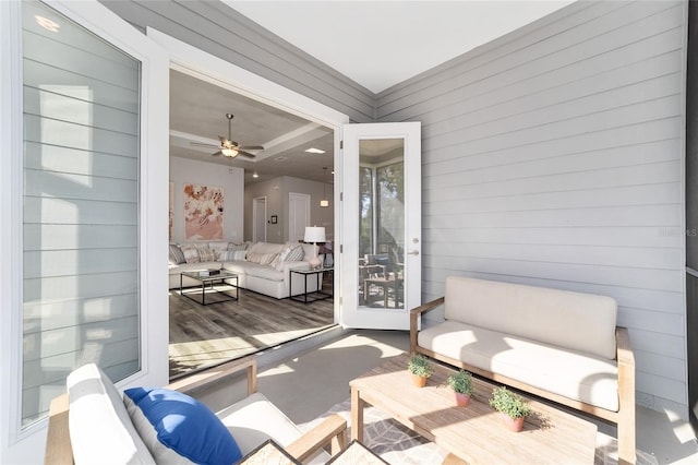 1035 NW 132nd Blvd, Newberry, FL 32669 - view of patio / terrace with an outdoor hangout area and a ceiling fan