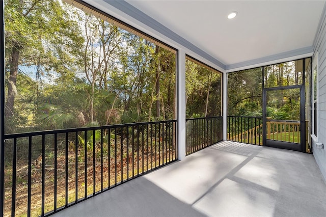 view of unfurnished sunroom