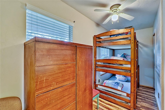 bedroom with visible vents and ceiling fan