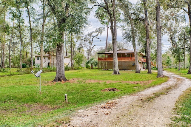 view of yard with driveway