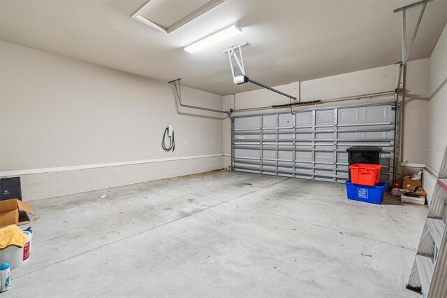 garage with a garage door opener