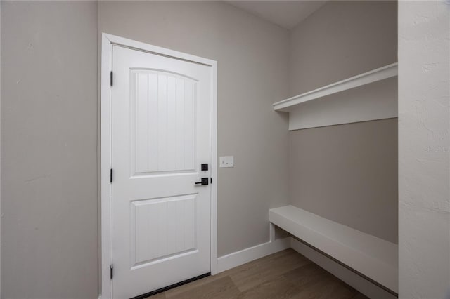 mudroom featuring wood-type flooring