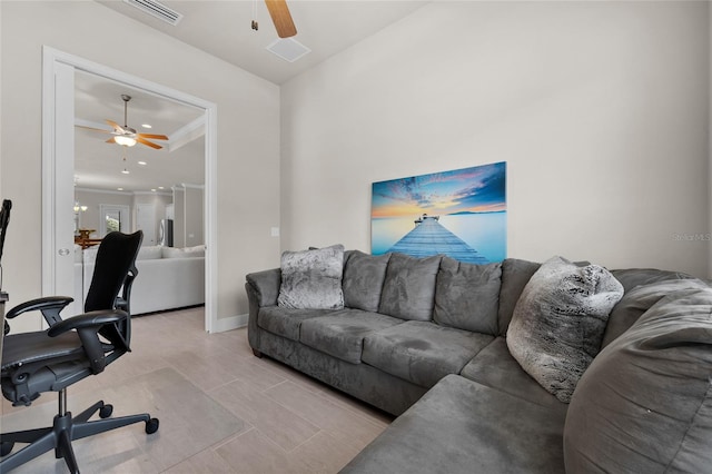 home office featuring a notable chandelier