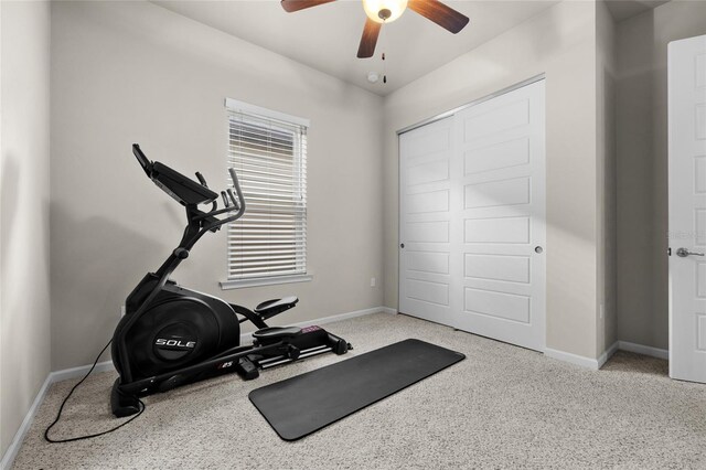 1237 NW 137th Way, Newberry, FL 32669 - exercise room with ceiling fan, baseboards, and carpet