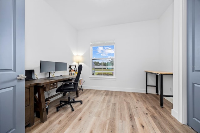 office area featuring light wood-type flooring