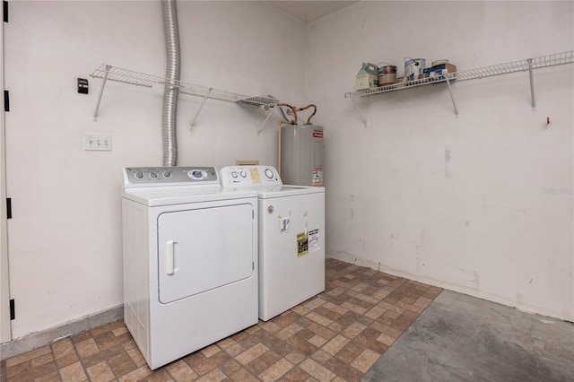 laundry area featuring independent washer and dryer and water heater