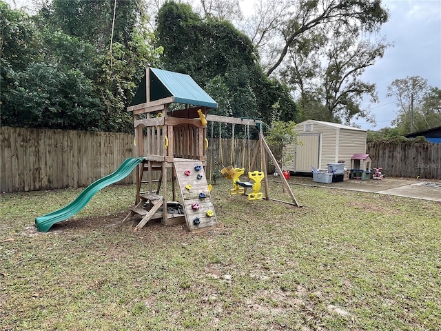 view of playground with a yard