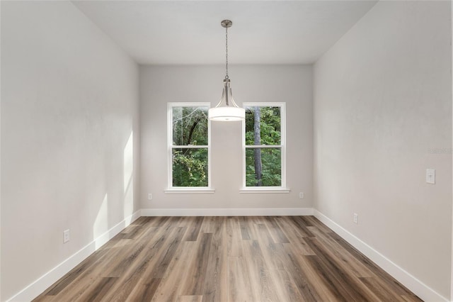 unfurnished dining area with hardwood / wood-style floors