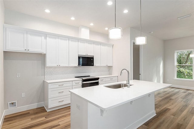 1023 NW 132nd Blvd, Newberry, FL 32669 - kitchen with a sink, stainless steel appliances, light wood-style flooring, baseboards, and decorative backsplash
