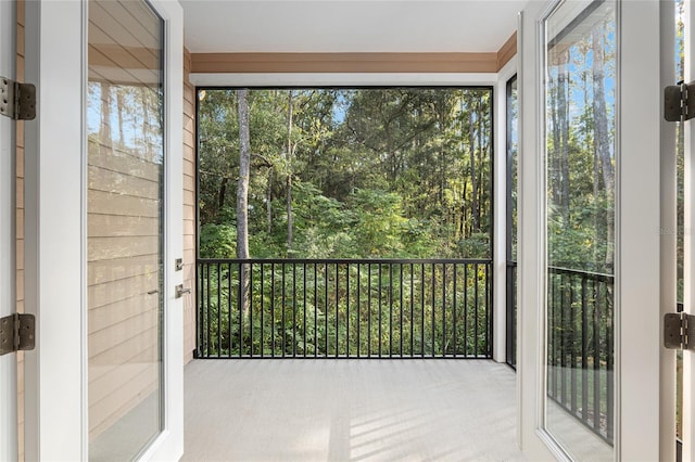 view of unfurnished sunroom