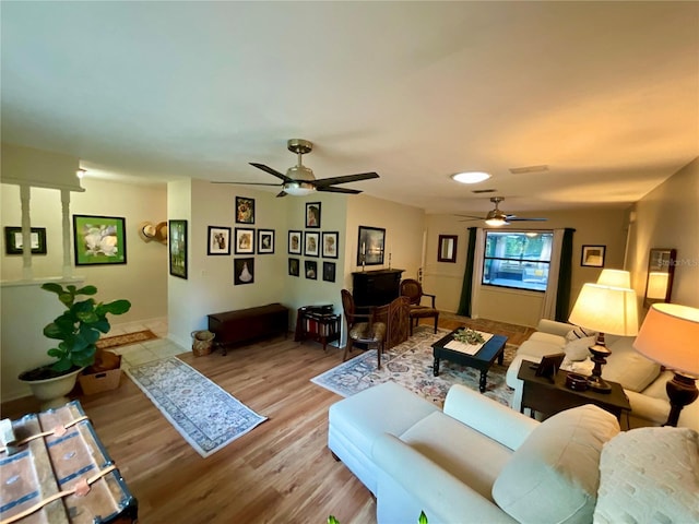 living room featuring light hardwood / wood-style floors