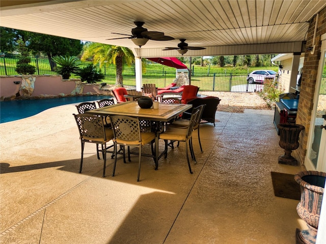 view of patio with ceiling fan