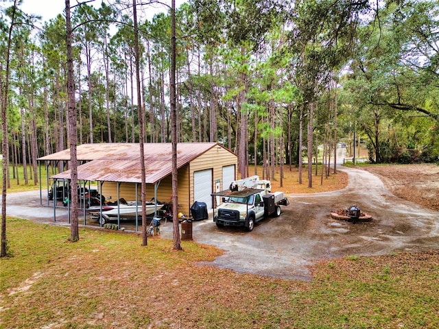 exterior space featuring a carport