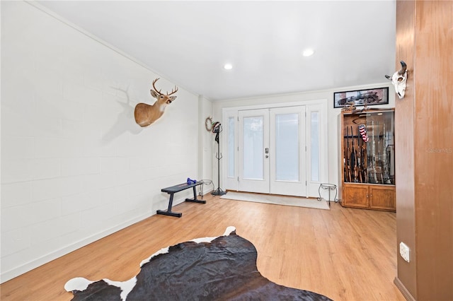 foyer entrance with hardwood / wood-style floors