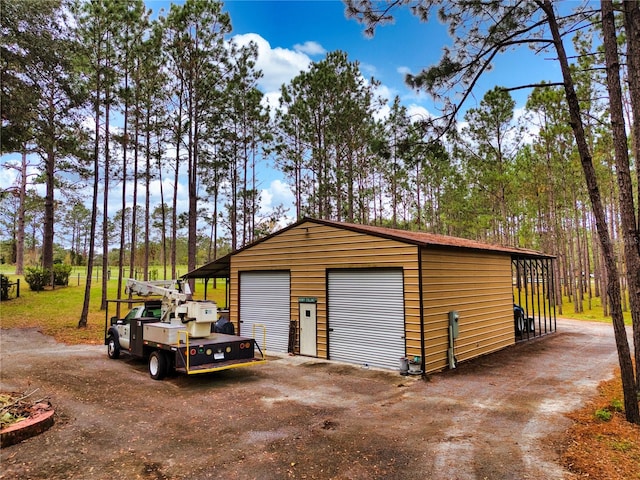 view of garage