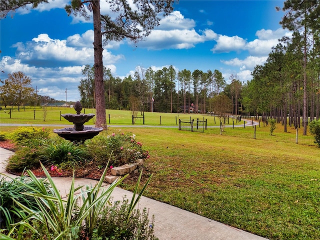 view of property's community with a lawn