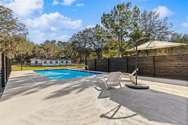 view of swimming pool with a patio area