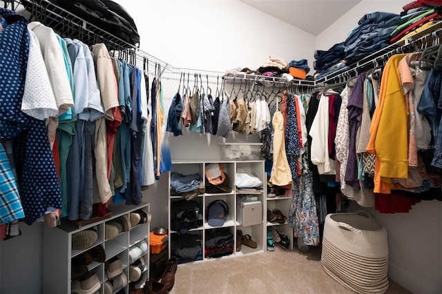 walk in closet featuring carpet