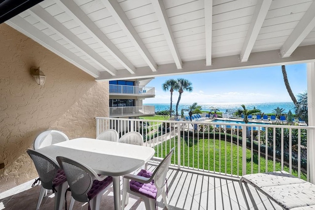 balcony with a water view