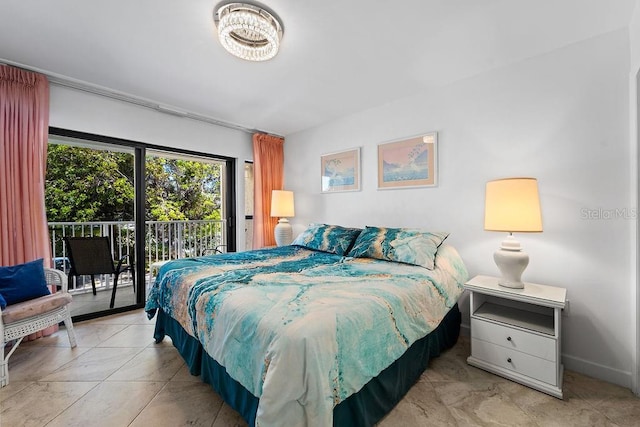 tiled bedroom with access to outside