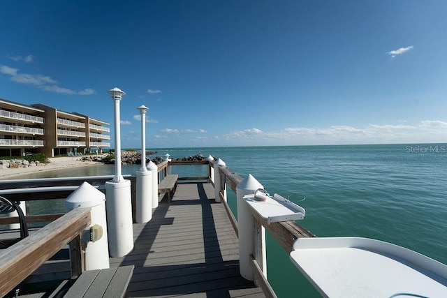 dock area with a water view